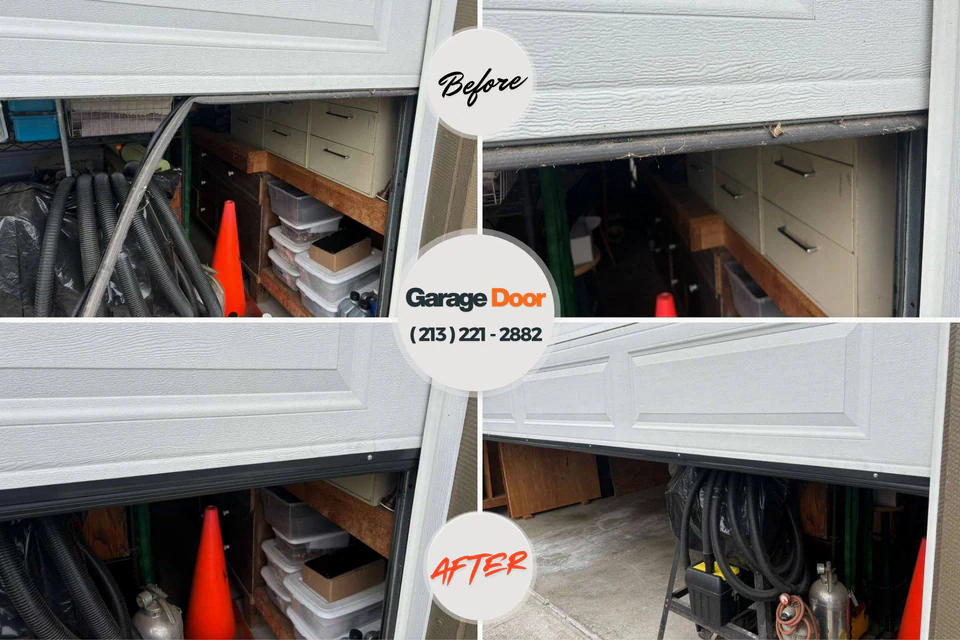 Before and after: garage door repair Roslyn, WA